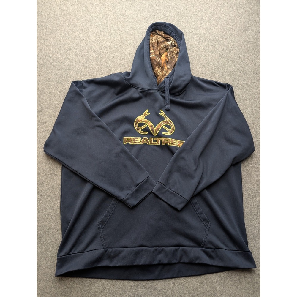 Realtree Men's Pullover Hoodie 2XL Blue Embroidered Realtree Camo Lined Hoodie